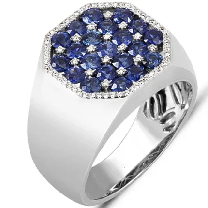 Men’s Sapphire & Diamond Ring 18K White Gold Model RGM1611