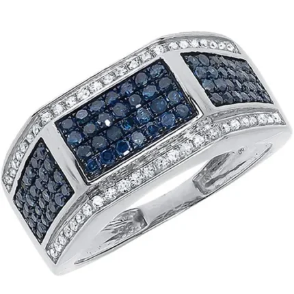 White Gold Ring for Men with Blue Sapphire and Diamond RGM1613