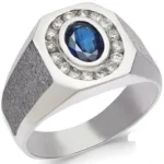 Luxury Men’s Sapphire Ring 18K White Gold with