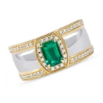 Men’s emerald gold ring with natural emerald center and brilliant diamonds – RGM1691 luxury jewelry