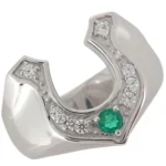 Men’s gold horseshoe ring with natural emerald and brilliant diamonds – RGM1707