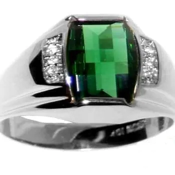 White Gold Emerald Ring with Diamonds RGM1222