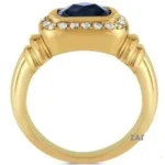 Yellow Gold Men’s Ring RGM1570 with Blue Sapphire and Brilliant-Cut Diamonds