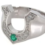 Men’s gold horseshoe ring with natural emerald and brilliant diamonds – RGM1707