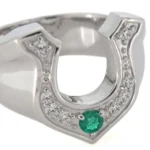 Men’s gold horseshoe ring with natural emerald and brilliant diamonds – RGM1707