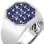 Men’s Sapphire & Diamond Ring 18K White Gold Model RGM1611