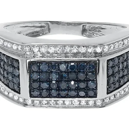 White Gold Ring for Men with Blue Sapphire and Diamond RGM1613