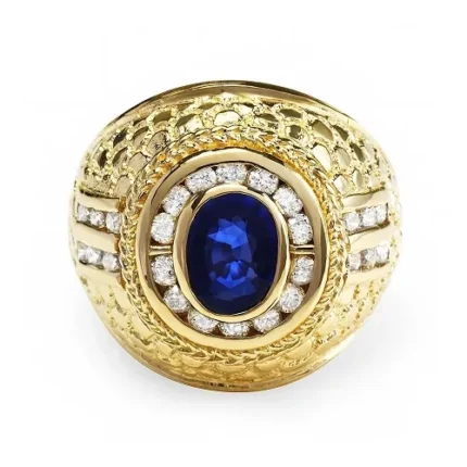 Men’s Gold Ring RGM1349 with Ruby and Diamond