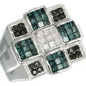 Men’s emerald ring with diamonds in white gold model RGM1004