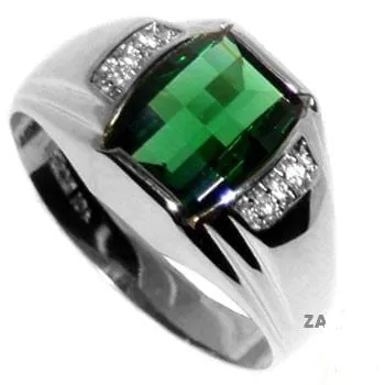 White Gold Emerald Ring with Diamonds RGM1222