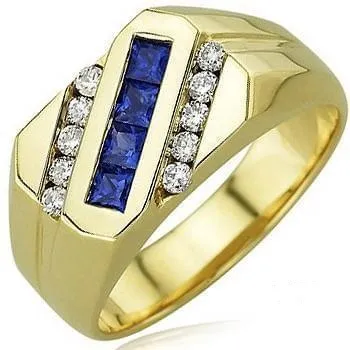 Men’s Yellow Gold Ring RGM1267 with Ruby and Diamond