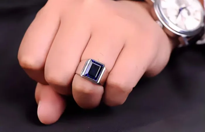 Lab Sapphire Silber Ring aus 925 Sterling Silber, 8ct Labor-Saphir