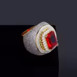 Gold red stone hip-hop ring with large cubic zircon gemstone – TOPGRILLZ