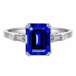 Vinregem 2.5 ct Smaragdschliff Labor Saphir Tansanit Verlobungsring aus 925 Sterling Silber