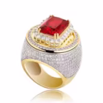 Gold red stone hip-hop ring with large cubic zircon gemstone – TOPGRILLZ