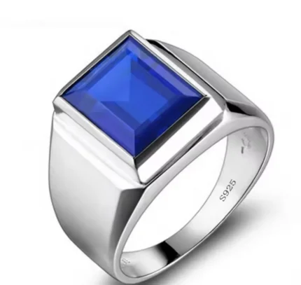 Lab Sapphire Silber Ring aus 925 Sterling Silber, 8ct Labor-Saphir