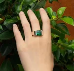 SEO Title: Adjustable Custom Silver Men’s Ring | 925 Sterling Silver Engagement Ring | Shiny Emerald