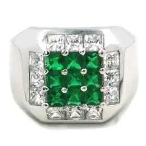 Men's White Gold Gem Ring RGM1520 | Luxe Elegance