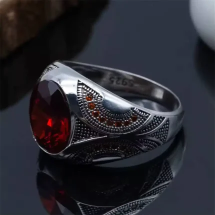 Red Cubic Zirconia Ring – S925 Silver, Wedding & Gift Jewelry