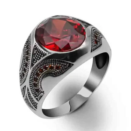 Red Cubic Zirconia Ring – S925 Silver, Wedding & Gift Jewelry