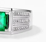 Men’s 18K Gold & Platinum Emerald Ring – Luxury Retro Men Emerald Ring