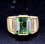 Gold Green Ring – Adjustable Elegant Jewelry