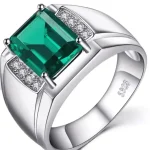 Silver Emerald Ring – Luxury 925 Sterling Men’s Jewelry