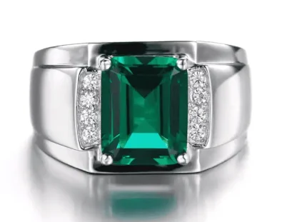 Silver Emerald Ring – Luxury 925 Sterling Men’s Jewelry