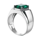 Silver Emerald Ring – Luxury 925 Sterling Men’s Jewelry