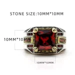 Red Faceted Square Zircon Ring – Fashionable Gold Jewelry, Perfect Christmas Gift