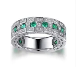 Silver Green Ring – 925 Sterling Silver Men’s Business Jewelry
