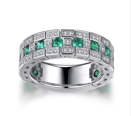 Silver Green Ring – 925 Sterling Silver Men’s Business Jewelry