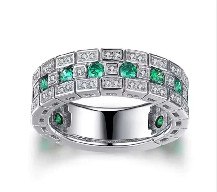 Silver Green Ring – 925 Sterling Silver Men’s Business Jewelry