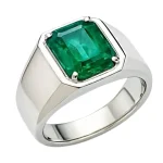 Men’s Emerald Gold Ring – Minimal Square Design