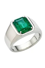 Men’s Emerald Gold Ring – Minimal Square Design