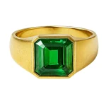 Men’s Emerald Gold Ring – Square-Cut Emerald, Shine & Bold Design