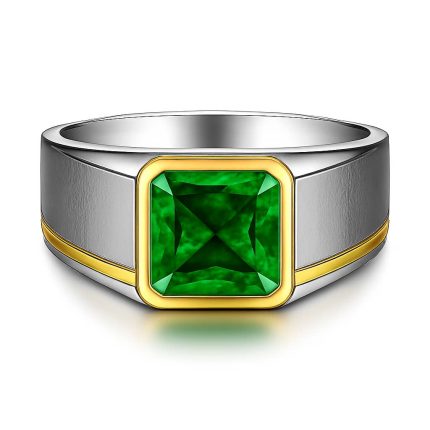 yellow gold accented emerald ring