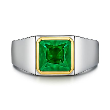 yellow gold halo emerald ring