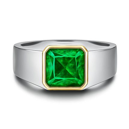 minimalist emerald gold ring