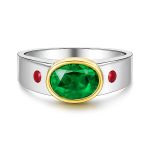 emerald ring with ruby accent
