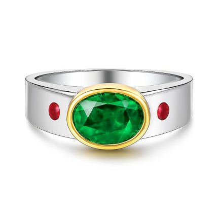 emerald ring with ruby accent
