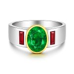 emerald ring with rectangular ruby