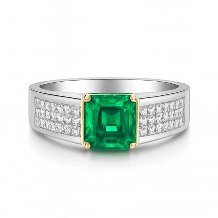 square emerald gold ring for men