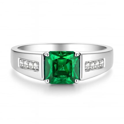 men’s square emerald signet ring