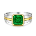 two-tone gold emerald ring for men