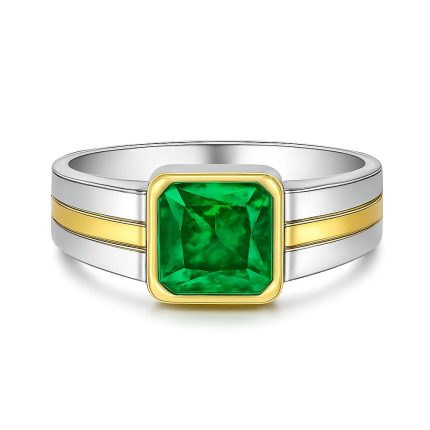 two-tone gold emerald ring for men