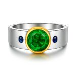 emerald ring with blue sapphire