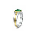 Emerald Ring with Gold Side Band | Square Emerald Gold-Edged Ring - Image 2
