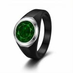 Oval Emerald Black Gold Ring | Modern Oval Emerald Ring - Image 2