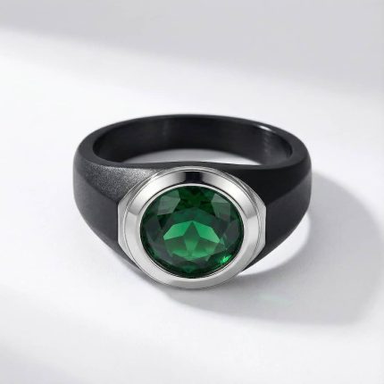 oval emerald black gold ring